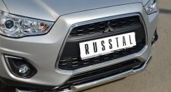 19 849 р. Защита переднего бампера (2 трубыØ63 и 42 мм, нержавейка) SLITKOFF Mitsubishi ASX 1-ый рестайлинг (2013-2016)  с доставкой в г. Горно‑Алтайск. Увеличить фотографию 2