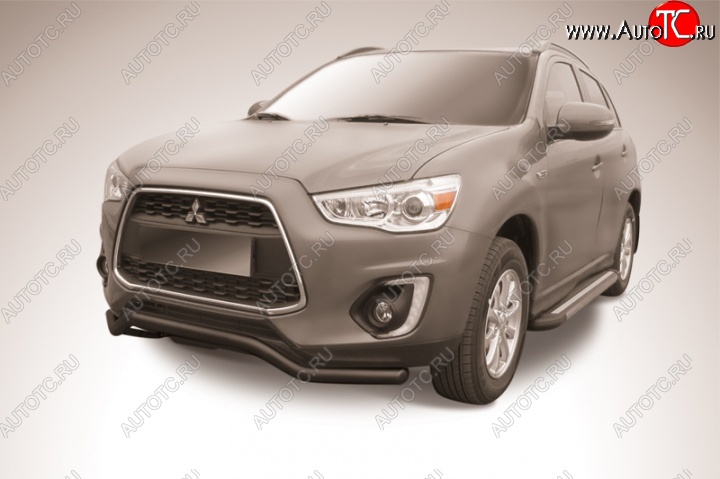 12 399 р. Защита переднего бампера d57 Slitkoff Mitsubishi ASX 1-ый рестайлинг (2013-2016) (Цвет: серебристый)  с доставкой в г. Горно‑Алтайск