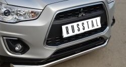 16 999 р. Одинарная защита переднего бампера диаметром 63 мм SLITKOFF Mitsubishi ASX 1-ый рестайлинг (2013-2016)  с доставкой в г. Горно‑Алтайск. Увеличить фотографию 2