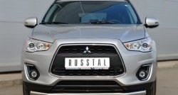 Одинарная защита переднего бампера диаметром 63 мм SLITKOFF Mitsubishi ASX 1-ый рестайлинг (2013-2016)