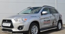 14 849 р. Защита порогов из круглой трубы диаметром 63 мм Russtal Mitsubishi ASX 1-ый рестайлинг (2013-2016) (Защита порогов с со скосами на торцах (вариант 1))  с доставкой в г. Горно‑Алтайск. Увеличить фотографию 4