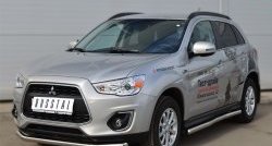 14 849 р. Защита порогов из круглой трубы диаметром 63 мм Russtal Mitsubishi ASX 1-ый рестайлинг (2013-2016) (Защита порогов с со скосами на торцах (вариант 1))  с доставкой в г. Горно‑Алтайск. Увеличить фотографию 11