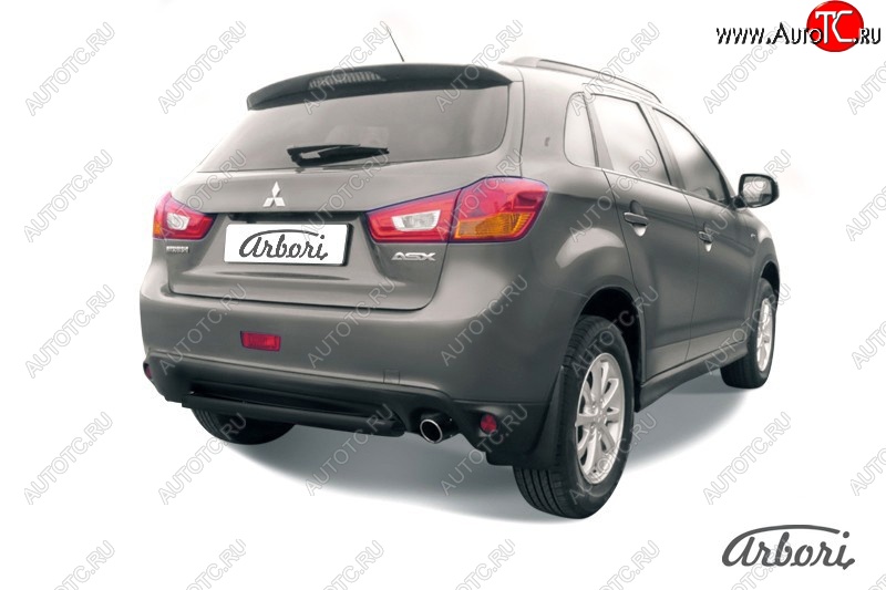 5 219 р. Защита заднего бампера Arbori (короткая, черная, 1 труба d57 mm). Mitsubishi ASX 1-ый рестайлинг (2013-2016)  с доставкой в г. Горно‑Алтайск