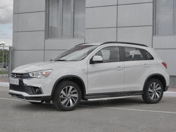 12 999 р. Защита переднего бампера (Ø42 мм, нержавейка) SLITKOFF  Mitsubishi ASX (2017-2020) 2-ой рестайлинг  с доставкой в г. Горно‑Алтайск. Увеличить фотографию 2