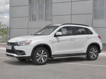 10 349 р. Защита переднего бампера (Ø75x42 мм, нержавейка) Russtal Mitsubishi ASX 2-ой рестайлинг (2017-2020)  с доставкой в г. Горно‑Алтайск. Увеличить фотографию 2