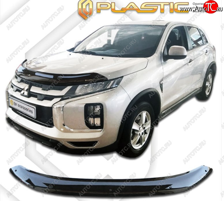 2 099 р. Дефлектор капота на CA-Plastic  Mitsubishi ASX (2019-2024) 3-ий рестайлинг (Classic черный, Без надписи)  с доставкой в г. Горно‑Алтайск