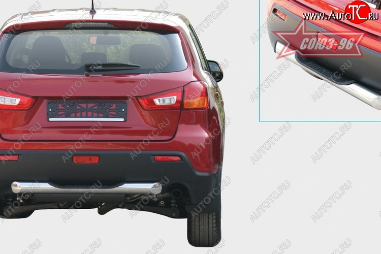 8 639 р. Защита заднего бампера с ступенью (d76) Souz-96 Mitsubishi ASX дорестайлинг (2010-2012)  с доставкой в г. Горно‑Алтайск