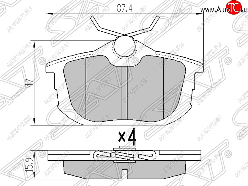 1 149 р. Колодки тормозные SAT (задние)  Mitsubishi Carisma (1996-1999), Mitsubishi Colt ( Z20, Z30 хэтчбэк 3 дв.,  Z30) (2002-2009), Volvo S40  VS седан (1996-2004)  с доставкой в г. Горно‑Алтайск