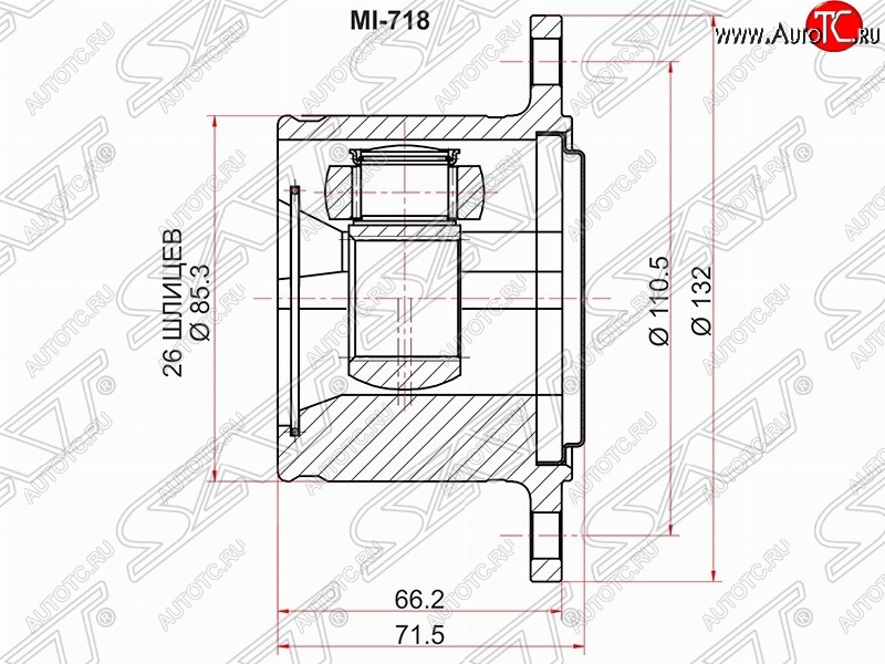 4 599 р. Шрус (внутренний/правый) SAT (26*110.5 мм)  Mitsubishi Challenger  K9-W - Pajero Sport  PA  с доставкой в г. Горно‑Алтайск