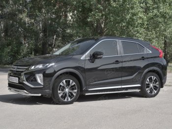 14 999 р. Защита переднего бампера (Ø42 мм, нержавейка) SLITKOFF  Mitsubishi Eclipse Cross  GK (2017-2021) дорестайлинг  с доставкой в г. Горно‑Алтайск. Увеличить фотографию 2