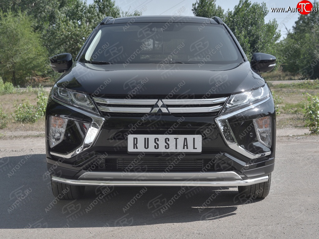 14 999 р. Защита переднего бампера (Ø42 мм, нержавейка) SLITKOFF  Mitsubishi Eclipse Cross  GK (2017-2021) дорестайлинг  с доставкой в г. Горно‑Алтайск