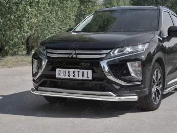 13 299 р. Защита переднего бампера (Ø63 мм, нержавейка) SLITKOFF  Mitsubishi Eclipse Cross  GK (2017-2021) дорестайлинг  с доставкой в г. Горно‑Алтайск. Увеличить фотографию 4