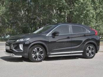 18 449 р. Защита переднего бампера (2 трубы Ø63 и 42 мм, нержавейка) SLITKOFF  Mitsubishi Eclipse Cross  GK (2017-2021) дорестайлинг  с доставкой в г. Горно‑Алтайск. Увеличить фотографию 2