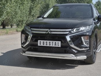 18 449 р. Защита переднего бампера (2 трубы Ø63 и 42 мм, нержавейка) SLITKOFF  Mitsubishi Eclipse Cross  GK (2017-2021) дорестайлинг  с доставкой в г. Горно‑Алтайск. Увеличить фотографию 4