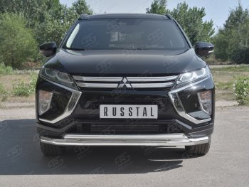 Защита переднего бампера (2 трубы Ø63 и 42 мм, нержавейка) SLITKOFF Mitsubishi Eclipse Cross GK дорестайлинг (2017-2021)