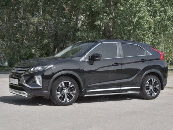 9 649 р. Защита переднего бампера (Ø75х42 мм, нержавейка) Russtal  Mitsubishi Eclipse Cross  GK (2017-2021) дорестайлинг  с доставкой в г. Горно‑Алтайск. Увеличить фотографию 2