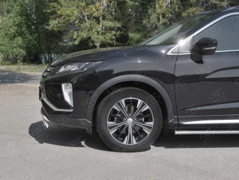 9 649 р. Защита переднего бампера (Ø75х42 мм, нержавейка) Russtal  Mitsubishi Eclipse Cross  GK (2017-2021) дорестайлинг  с доставкой в г. Горно‑Алтайск. Увеличить фотографию 3