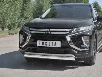 9 649 р. Защита переднего бампера (Ø75х42 мм, нержавейка) Russtal  Mitsubishi Eclipse Cross  GK (2017-2021) дорестайлинг  с доставкой в г. Горно‑Алтайск. Увеличить фотографию 4