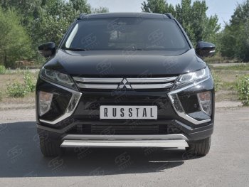 Защита переднего бампера (Ø75х42 мм, нержавейка) Russtal Mitsubishi Eclipse Cross GK дорестайлинг (2017-2021)