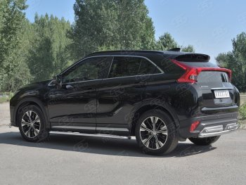 14 549 р. Защита заднего бампера (2 трубы Ø63 и 42 мм, нержавейка) SLITKOFF Mitsubishi Eclipse Cross GK дорестайлинг (2017-2021)  с доставкой в г. Горно‑Алтайск. Увеличить фотографию 2