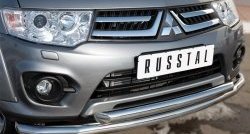 16 099 р. Защита переднего бампера (2 трубыØ63 мм, нержавейка) SLITKOFF  Mitsubishi L200  5 KK,KL (2015-2019) дорестайлинг  с доставкой в г. Горно‑Алтайск. Увеличить фотографию 2