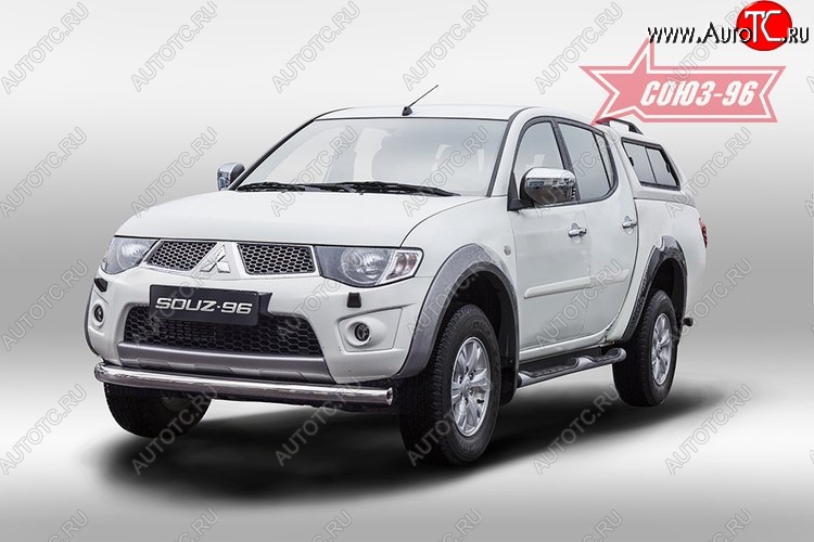 11 654 р. Защита переднего бампера одинарная Souz-96 (d76) Mitsubishi L200 5 KK,KL дорестайлинг (2015-2019)  с доставкой в г. Горно‑Алтайск