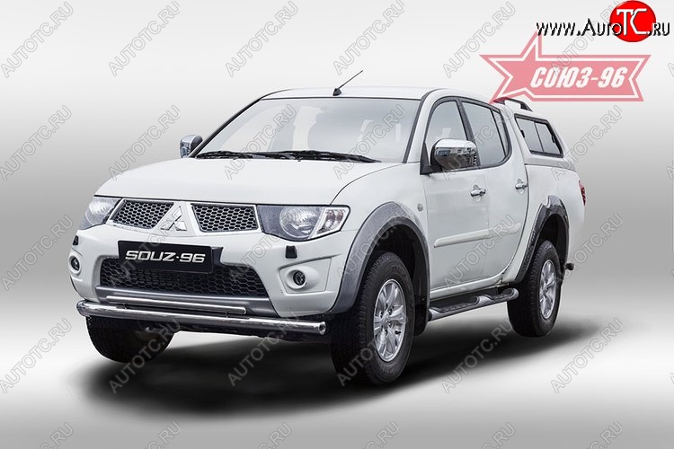 15 254 р. Защита переднего бампера двойная Souz-96 (d76/42) Mitsubishi L200 5 KK,KL дорестайлинг (2015-2019)  с доставкой в г. Горно‑Алтайск