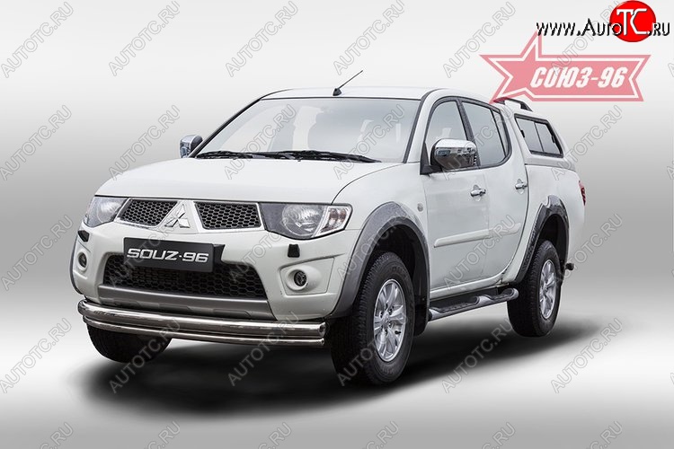 15 254 р. Защита переднего бампера двойная Souz-96 (d76/42) Mitsubishi L200 5 KK,KL дорестайлинг (2015-2019)  с доставкой в г. Горно‑Алтайск