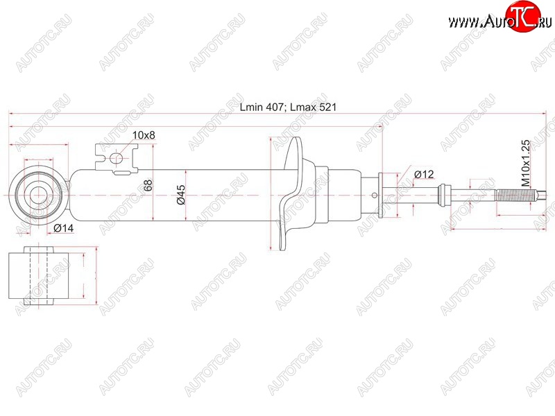 2 199 р. Амортизатор передний LH=RH SAT Mitsubishi L200 4  дорестайлинг (2006-2014)  с доставкой в г. Горно‑Алтайск