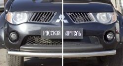 2 499 р. Защитная сетка решетки переднего бампера РА Mitsubishi L200 4  дорестайлинг (2006-2014)  с доставкой в г. Горно‑Алтайск. Увеличить фотографию 2