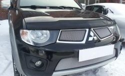 1 539 р. Нижняя сетка на бампер Russtal (хром) Mitsubishi Pajero Sport PB дорестайлинг (2008-2013)  с доставкой в г. Горно‑Алтайск. Увеличить фотографию 3