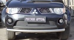 Зимняя заглушка решетки переднего бампера РА Mitsubishi L200 4  дорестайлинг (2006-2014)