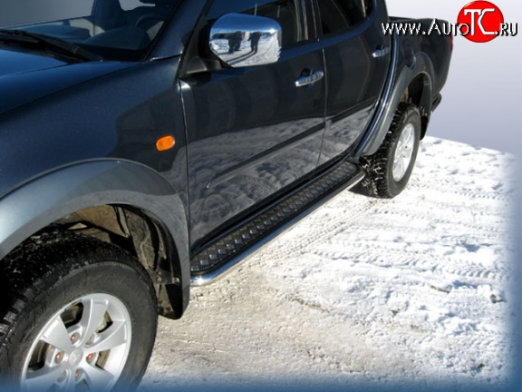 15 349 р. Широкая защита порогов с трубой диаметром 57 мм Slitkoff Mitsubishi L200 5 KK,KL рестайлинг (2018-2022)  с доставкой в г. Горно‑Алтайск