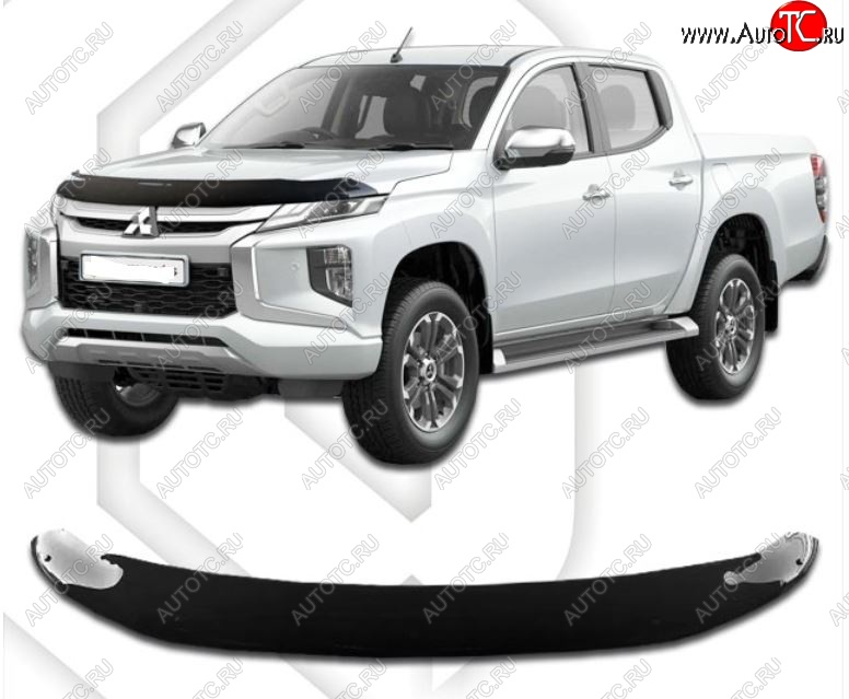 2 269 р. Дефлектор капота CA-Plastiс  Mitsubishi L200  5 KK,KL (2018-2022) рестайлинг (Classic черный, Без надписи)  с доставкой в г. Горно‑Алтайск