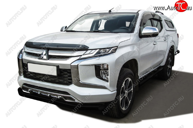 13 299 р. Защита переднего бампера Slitkoff (Ø 76 мм) Mitsubishi L200 5 KK,KL рестайлинг (2018-2022) (Сталь с полимерным покрытием. Цвет: черный)  с доставкой в г. Горно‑Алтайск