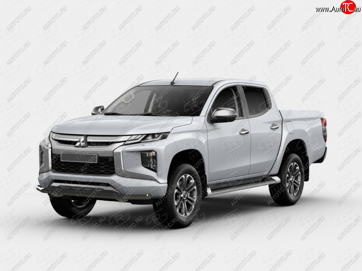 14 349 р. Защита переднего бампера SLITKOFF (Ø63 мм) Mitsubishi L200 5 KK,KL рестайлинг (2018-2022) (порошковая окраска в цвет черный муар)  с доставкой в г. Горно‑Алтайск