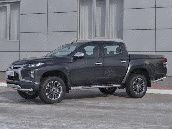 20 649 р. Защита переднего бампера (Ø 63 мм, нержавейка) SLITKOFF Mitsubishi L200 5 KK,KL рестайлинг (2018-2022)  с доставкой в г. Горно‑Алтайск. Увеличить фотографию 3