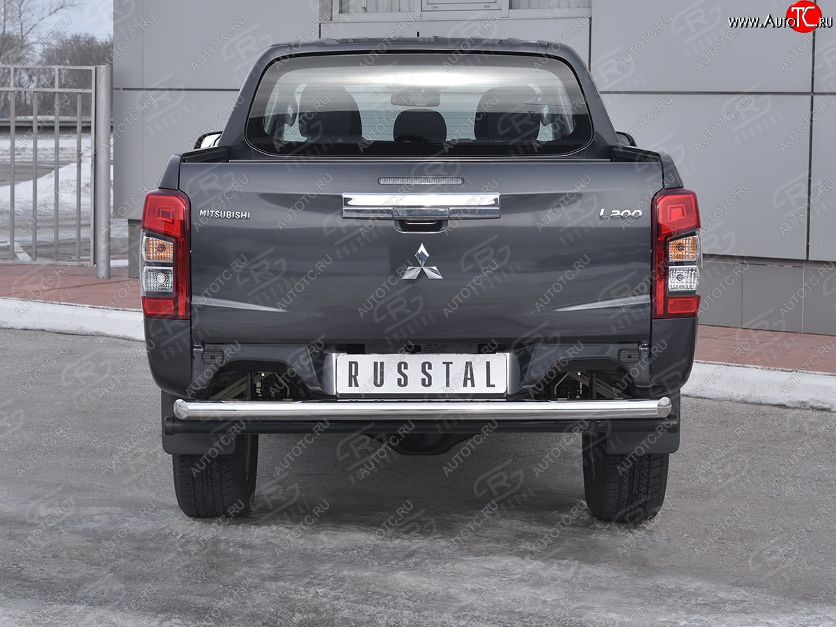 21 999 р. Защита заднего бампера (Ø63 мм, нержавейка) RUSSTAL Mitsubishi L200 5 KK,KL рестайлинг (2018-2022)  с доставкой в г. Горно‑Алтайск