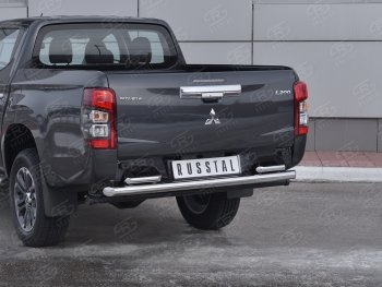 26 999 р. Защита заднего бампера (2 трубы Ø63 и 42 мм , нержавейка) RUSSTAL Mitsubishi L200 5 KK,KL рестайлинг (2018-2022)  с доставкой в г. Горно‑Алтайск. Увеличить фотографию 2