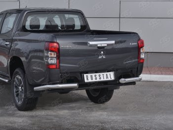 16 599 р. Защита заднего бампера (Ø76 мм уголки, нержавейка) SLITKOFF  Mitsubishi L200  5 KK,KL (2018-2022) рестайлинг  с доставкой в г. Горно‑Алтайск. Увеличить фотографию 3