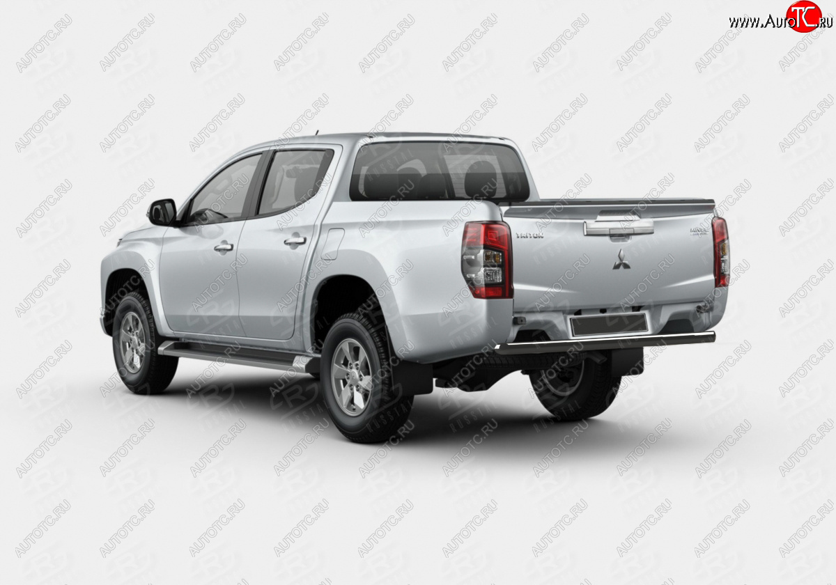 14 349 р. Защита заднего бампера (Ø63 мм, окрашенная) SLITKOFF Mitsubishi L200 5 KK,KL рестайлинг (2018-2022) (цвет черный муар)  с доставкой в г. Горно‑Алтайск