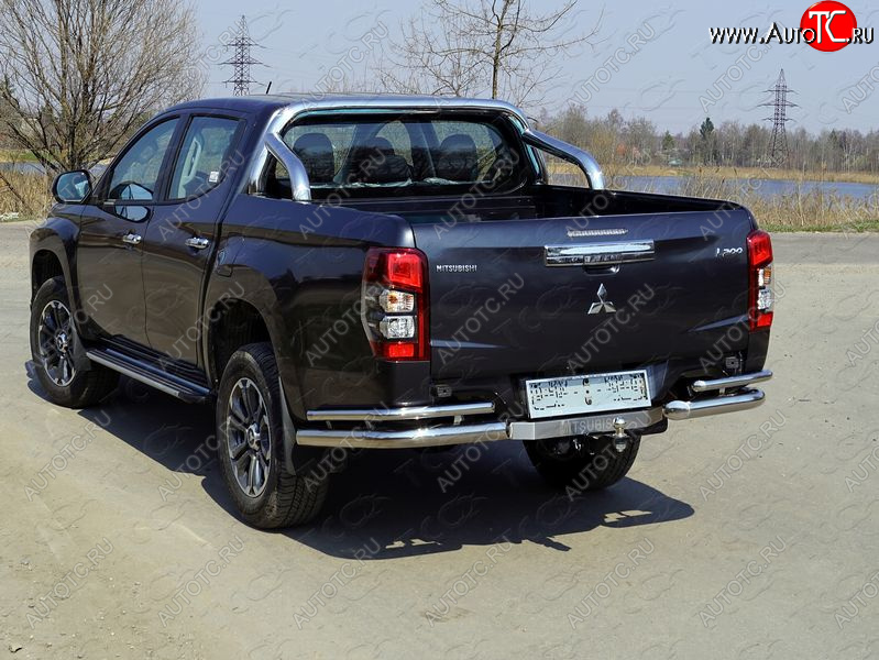 33 999 р. Защита заднего бампера (уголки двойные) ТСС 76,1/42,4 мм (на автомобиль без бампера)  Mitsubishi L200  5 KK,KL (2018-2022) рестайлинг  с доставкой в г. Горно‑Алтайск