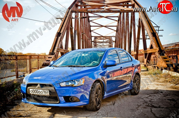 6 599 р. Накладки порогов EVO Mitsubishi Lancer 10 седан дорестайлинг (2007-2010) (Неокрашенные)  с доставкой в г. Горно‑Алтайск