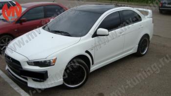 6 599 р. Накладки порогов EVO Mitsubishi Lancer 10 седан дорестайлинг (2007-2010) (Неокрашенные)  с доставкой в г. Горно‑Алтайск. Увеличить фотографию 3