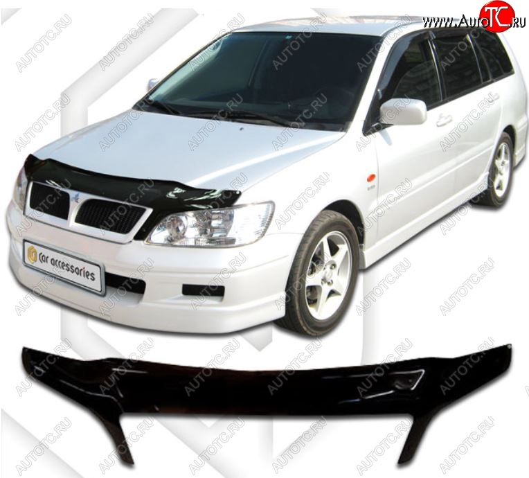 2 399 р. Дефлектор капота CA-Plastiс exclusive Mitsubishi Lancer 9 1-ый рестайлинг универсал (2003-2005) (Classic черный, Без надписи)  с доставкой в г. Горно‑Алтайск