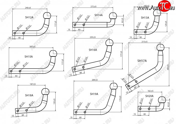 1 039 р. Шар фаркопа Лидер Плюс + тип А Hyundai Tuscani (2002-2008) (ТИП: SH14A)  с доставкой в г. Горно‑Алтайск