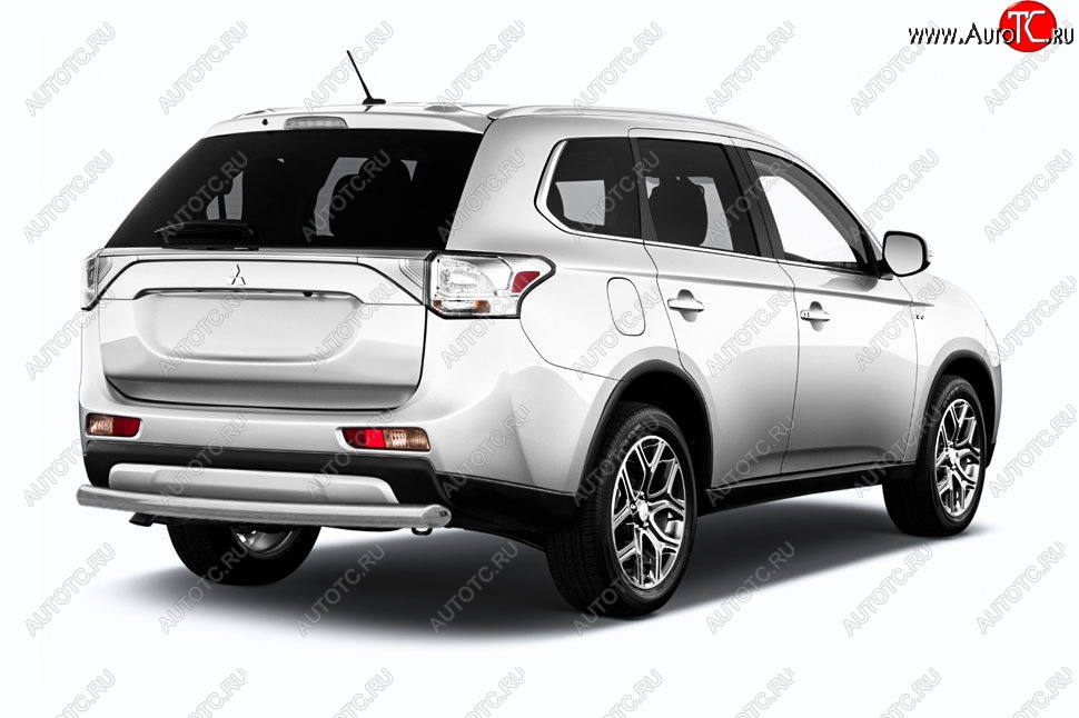 8 999 р. Защита заднего бампера Slitkoff (короткая, d57)  Mitsubishi Outlander  GF (2015-2018) 2-ой рестайлинг (Нержавейка, Полированная)  с доставкой в г. Горно‑Алтайск