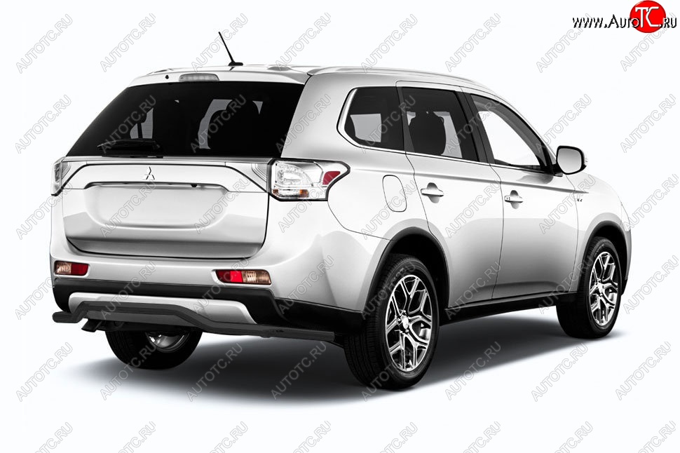 9 399 р. Защита заднего бампера Slitkoff (волна длинная, d57)  Mitsubishi Outlander  GF (2015-2018) 2-ой рестайлинг (Сталь с полимерным покрытием. Цвет: чёрный)  с доставкой в г. Горно‑Алтайск