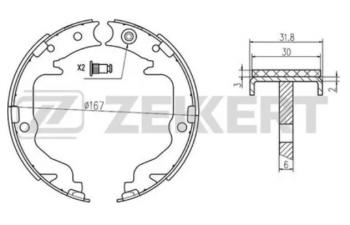 Колодки задние барабанного тормоза ZEKKERT Mitsubishi Outlander CW0W дорестайлинг (2005-2010)