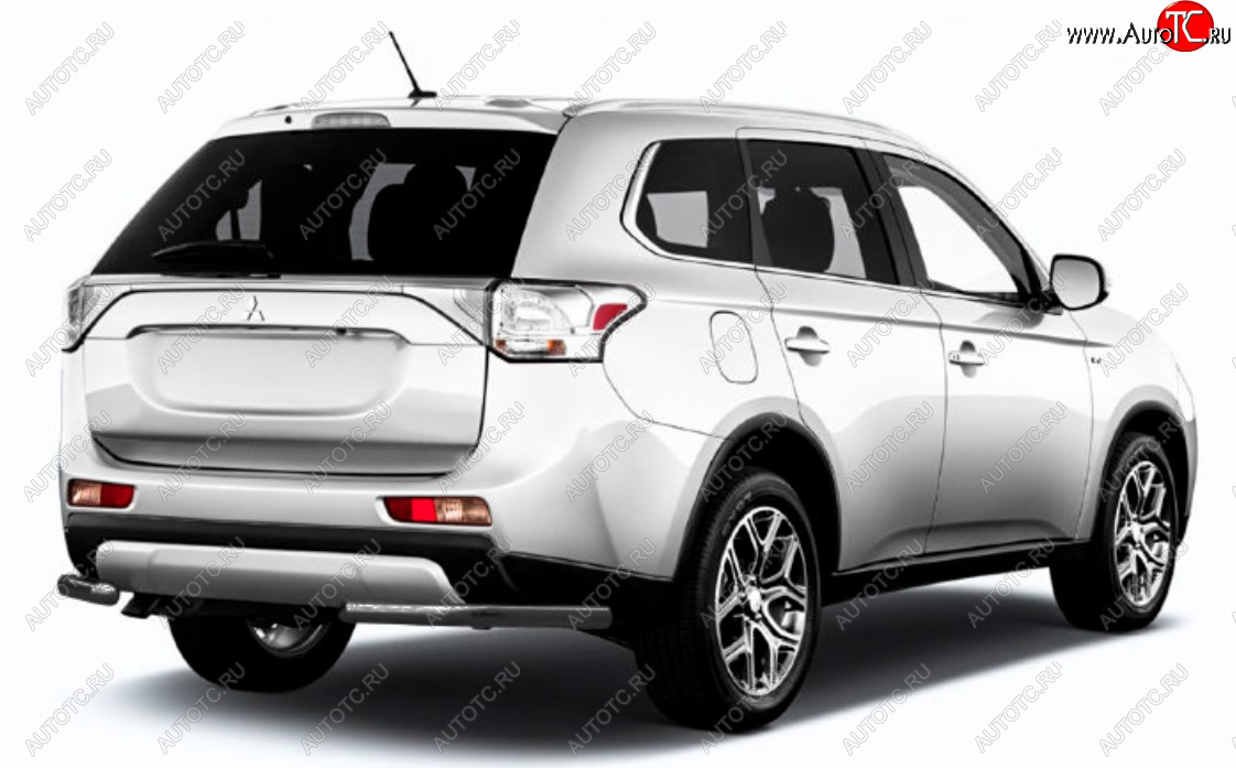 6 349 р. Защита заднего бампера Slitkoff (Ø 57 мм) Mitsubishi Outlander GF 2-ой рестайлинг (2015-2018) (Сталь с полимерным покрытием. Цвет: черный)  с доставкой в г. Горно‑Алтайск